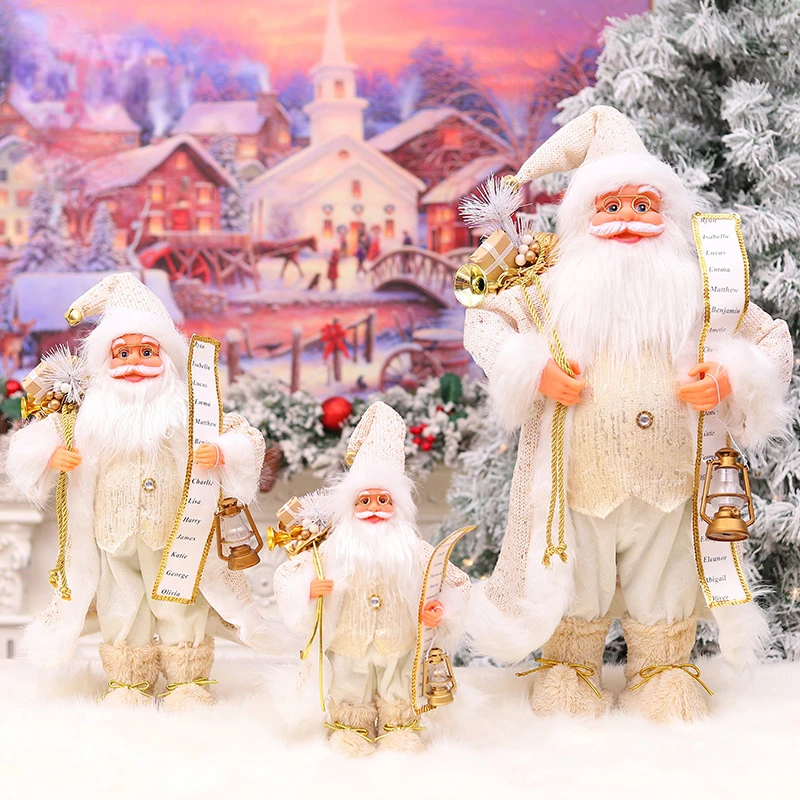 30/45Cm Big Santa Xmas lalki świąteczne stojące boże narodzenie figurka dekoracja świąteczna układ wystrój okna zabawki dla dzieci 2023 nowy rok