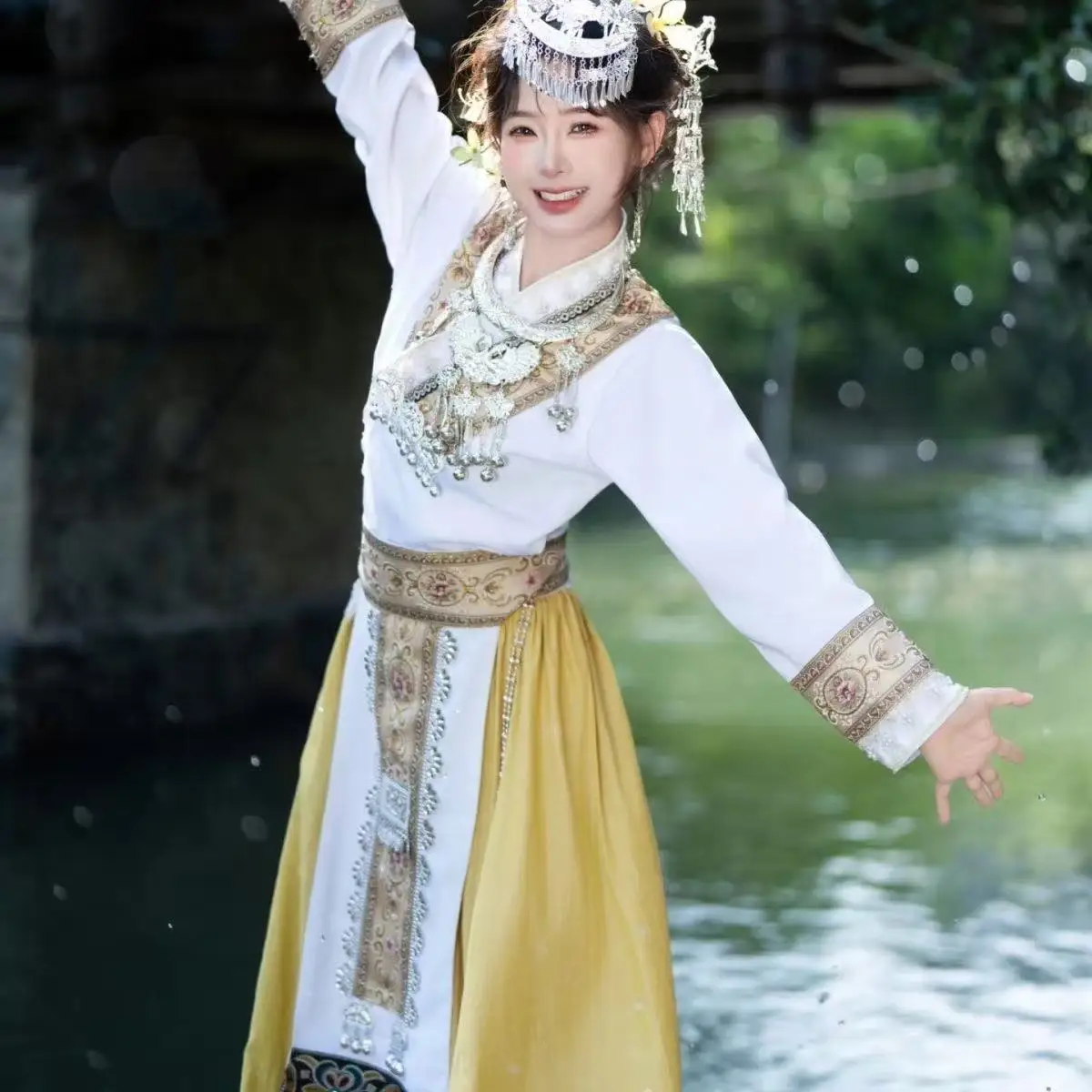 Nuovo Costume Hmong Primaverile, Abiti Tradizionali Cinesi Ricamati per Donne, Stile Nazionale Miaojiang, Abiti per Spettacoli Teatrali per Ragazze Han
