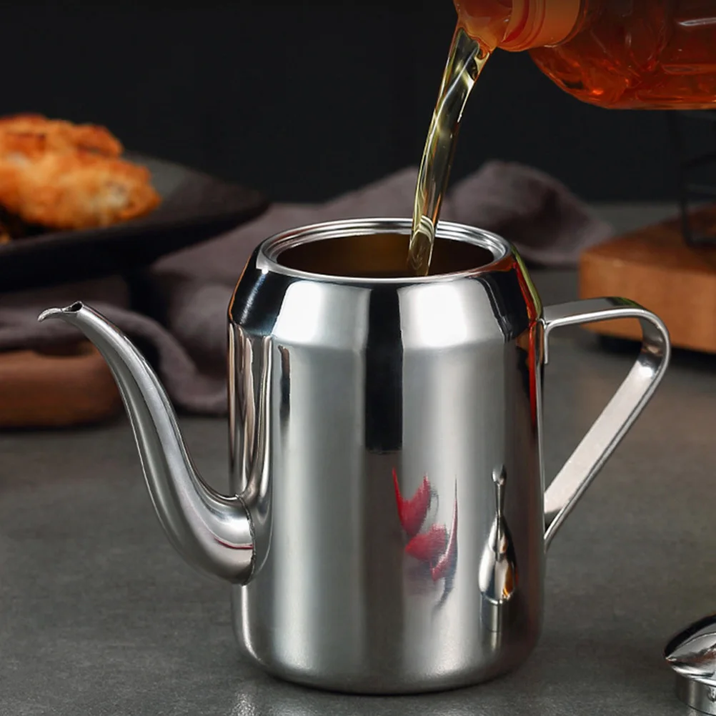 

1Pcs Stainless Steel Oil Container 720Ml Large Capacity Oil Strainer Pot Healthy Cooking Grease Can Kitchen Storage Bottle