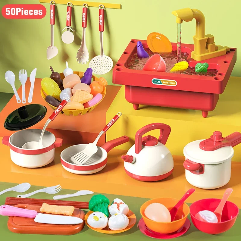 Children's Pretend Play Toys Kitchen Set Mini Wash Sink Simulation Play House Kitchen Kit Educational Toys Children Gift