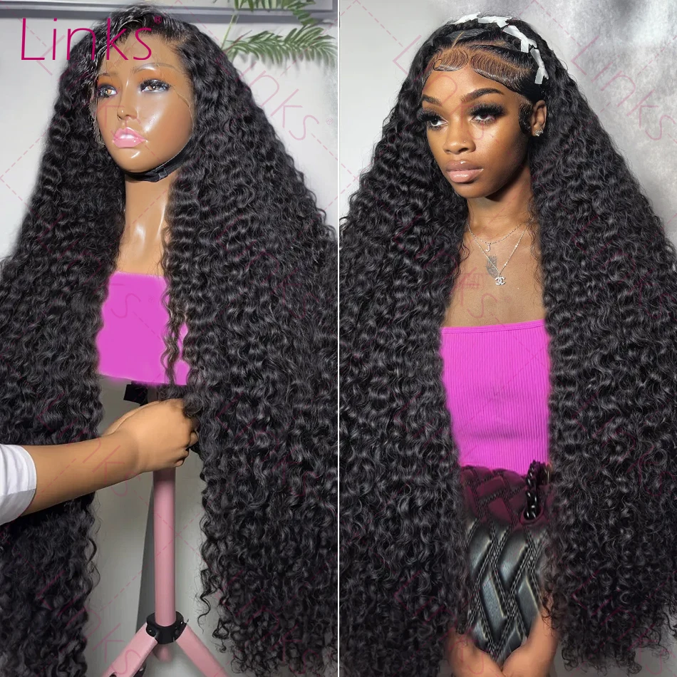 Deep Wave Frontal Wig 200 Density Water Curly 13x6 HD Lace Front Human Hair Wig Curly Wigs 13x4 Lace Front Wigs For Black Women