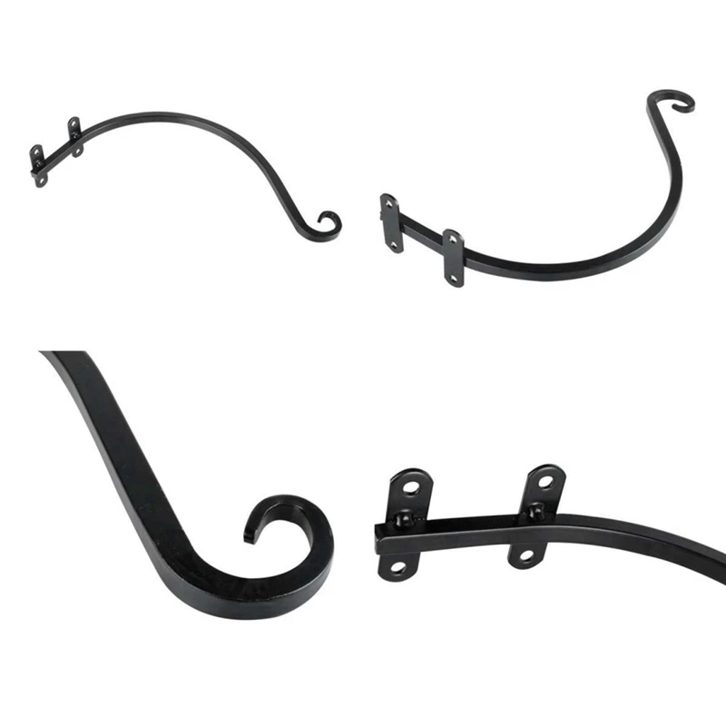 2PCS Heavy Duty Hanging Plant Bracket, 16Inch Outdoor Wall Curved Hanging Bracket For Hanging Flower Basket, Bird Feeder