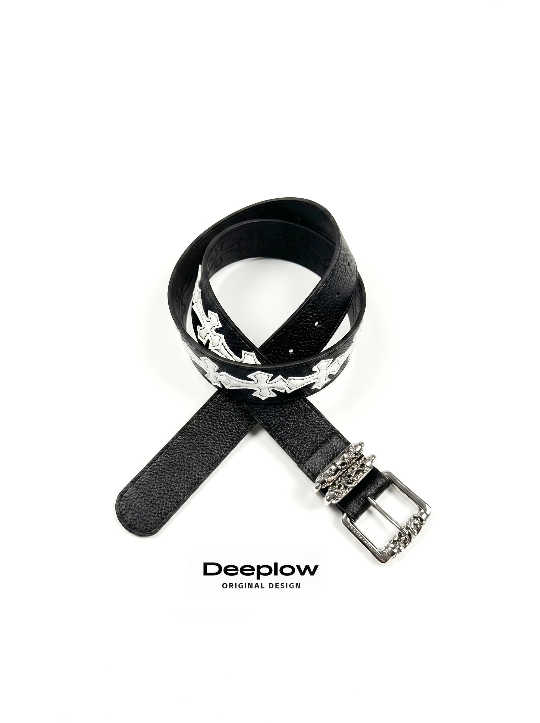 Dark Punk Cross Design Hip Hop Versatile Belt Y2K Spicy Girl Style Small Audience Leather Belt for All Ages Metal Buckle