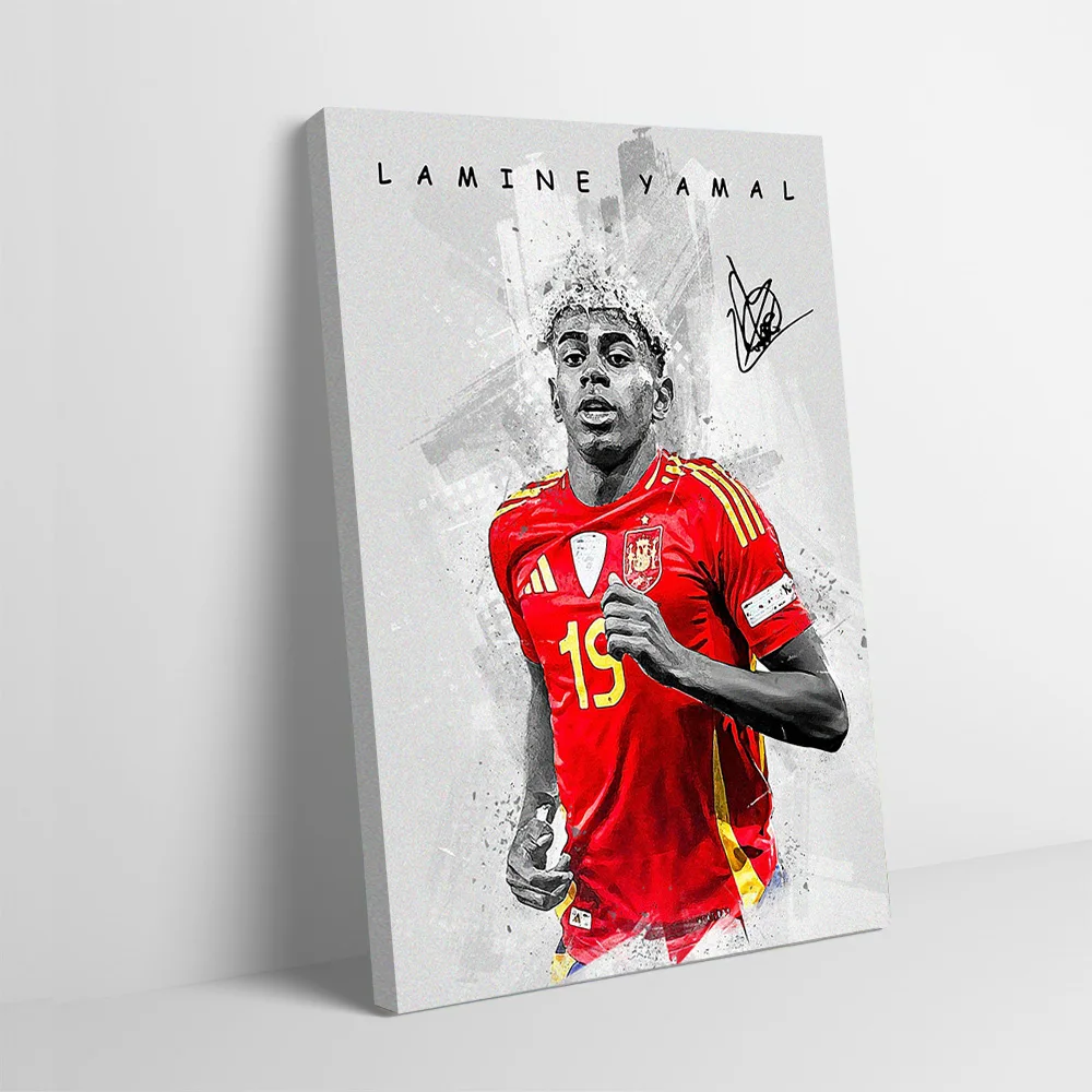 Lamine Yamal Spain Soccer Jersey Poster Customizable Printed Canvas Painting for Pictures Wall Art Gamer Decoration Wand Deko