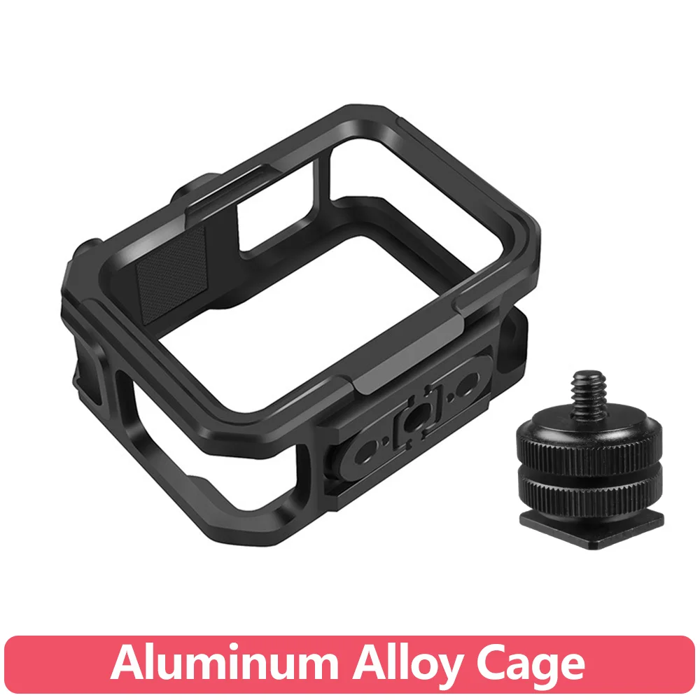 Aluminum Alloy Frame Cage for GoPro Hero 13/12/11/10/9 Protective Case with Cold Shoe 1/4 Adapter M5 Screw Hex Wrench Vlog Mount