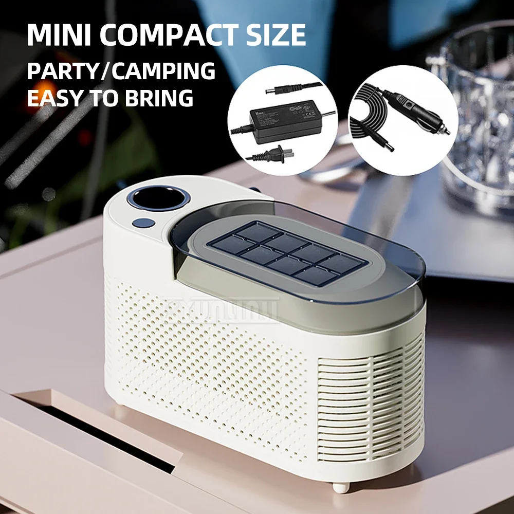 صانع الثلج الكهربائي الصغير التلقائي عنبر المنزل مكتب التخييم ماكينة صنع الثلج الاستخدام المزدوج للمنزل سيارة 12/110/220 فولت #3