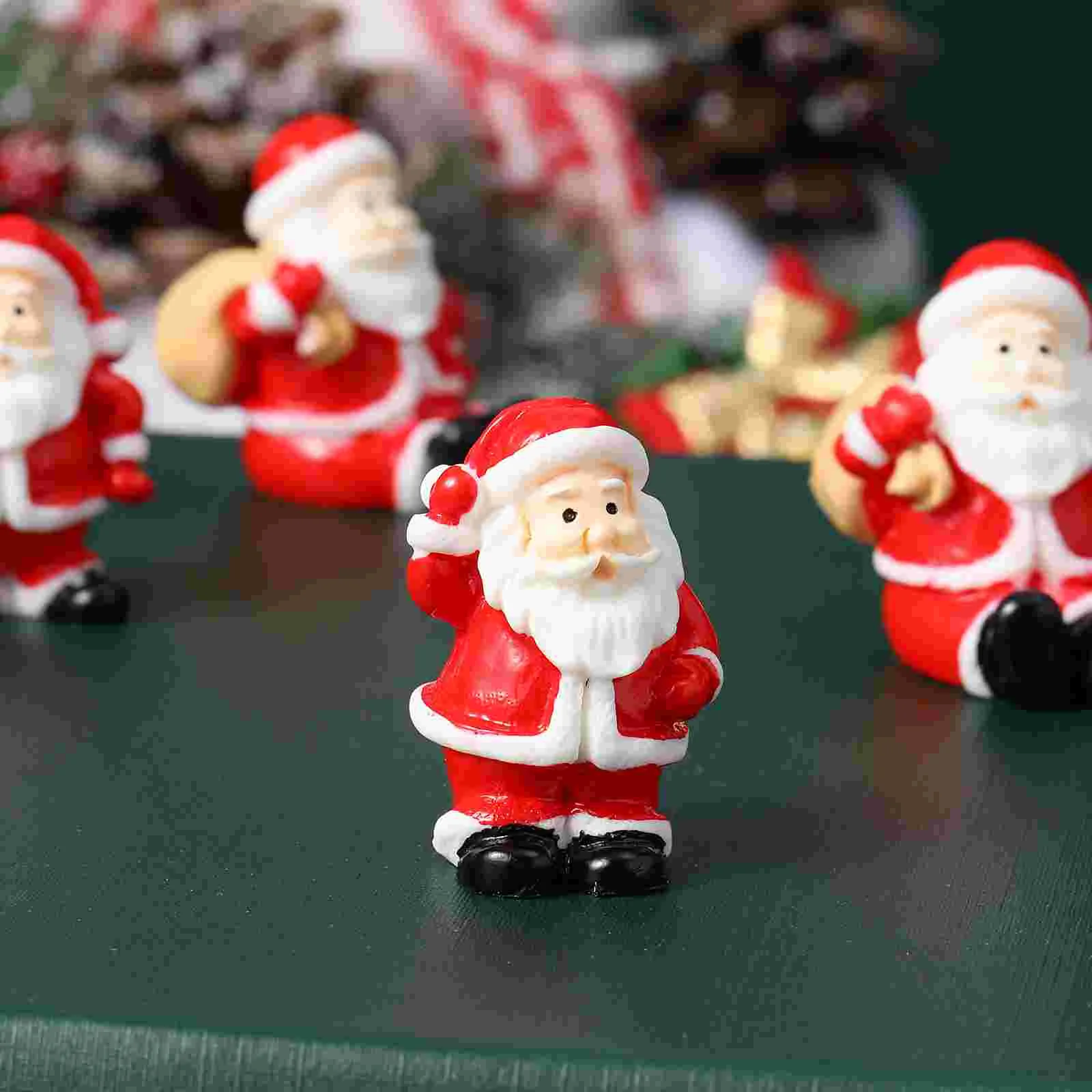 12 Pcs Christmas Santa Miniatures Resin Garden Decor Santa Claus Adornment Xmas nament Set Miniature Garden Accessories Party