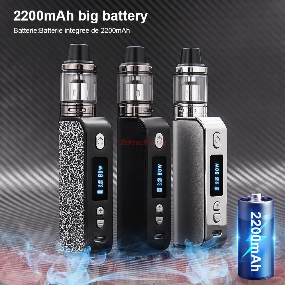 

Vape Smoke Kits 80W Box Mod 2200mah Battery 2.0ml Atomizer 7W-80W Voltage Adjustable Electronic Cigarettes Vaper Vaporizer