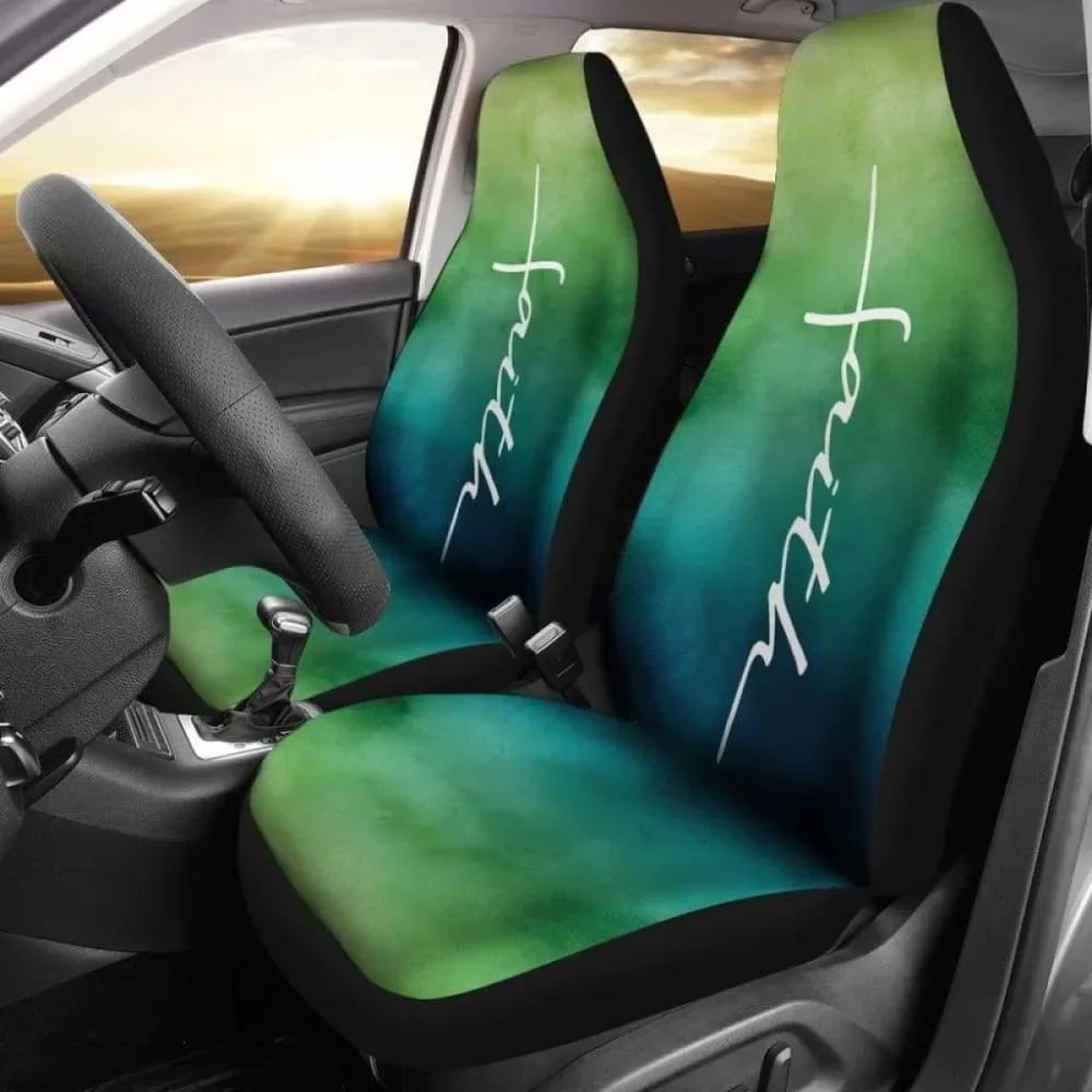 Faith Green And Blue Watercolor Car Seat Covers Religious Christian Themed,Pack of  Front Seat  Cover