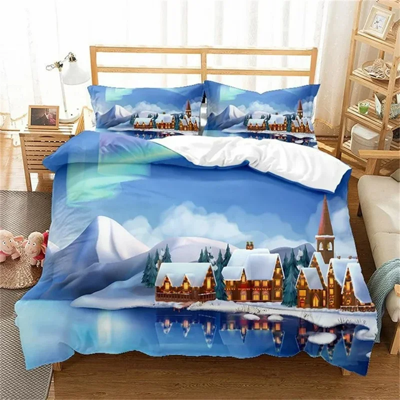 

Christmas Duvet Cover Girls Boys Kids Bedding Country Farmhouse Holiday Xmas Tree Cartoon Cute Snowman Comforter Bedroom Decor