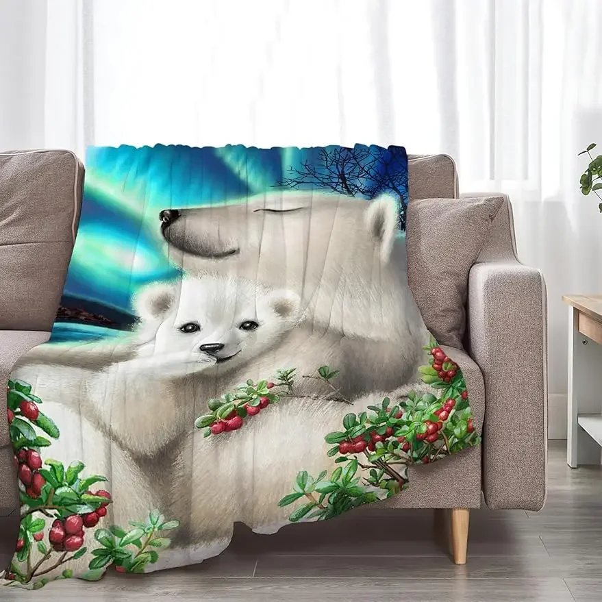 

Polar Bear Blanket Polar Bear Gifts for Girls Boys Kids Woman Bear Lover Throw Blankets Soft Blanket Warm Fleece Flannel Plush