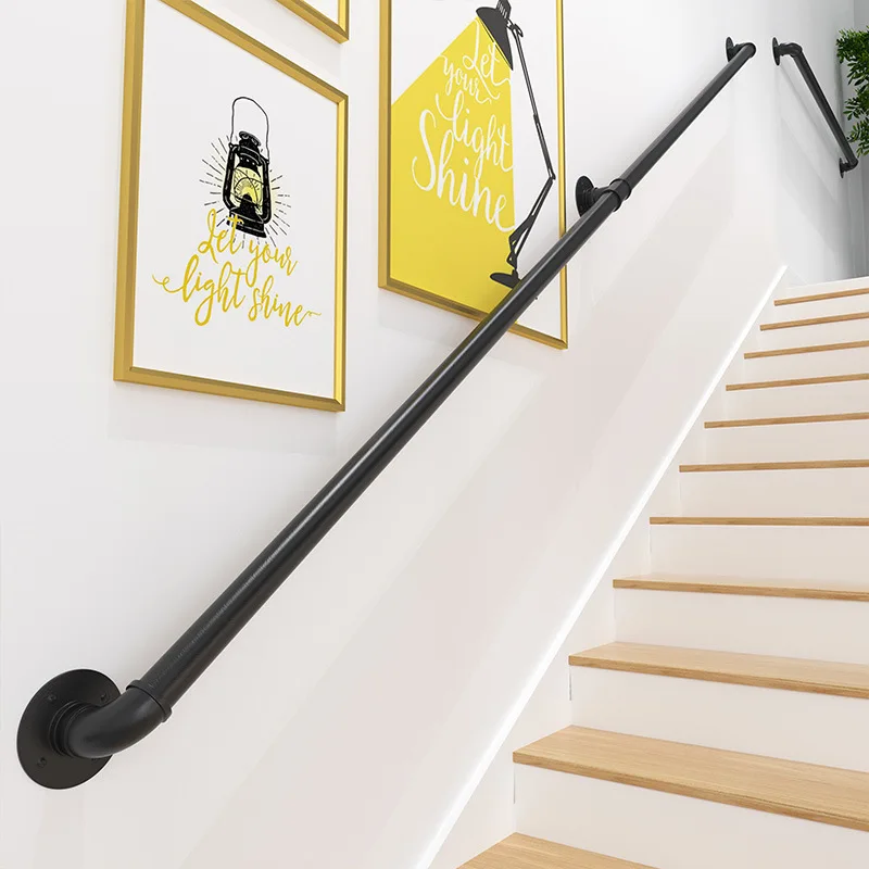 Wrought iron stair handrail household simple water pipe handrail room