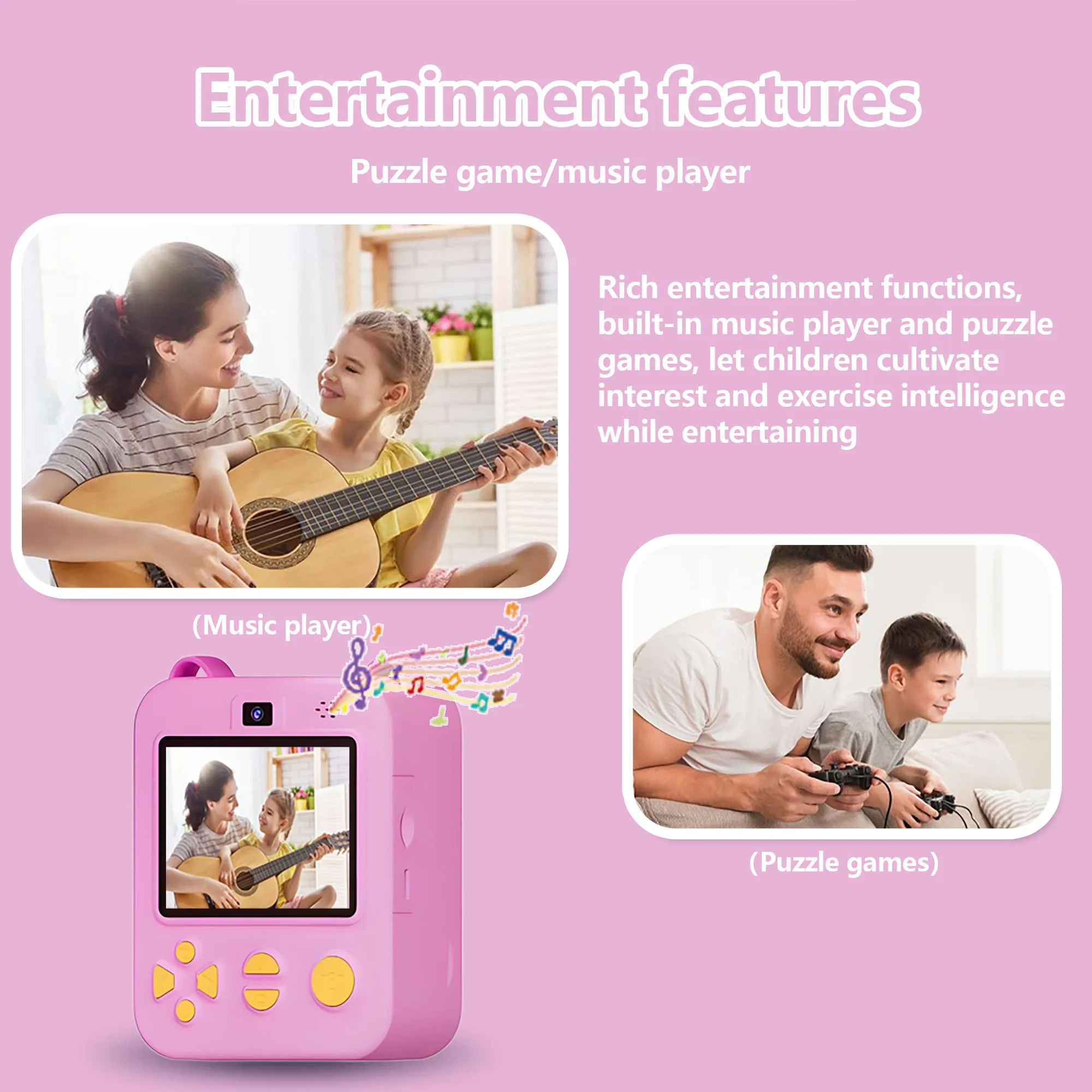 Kindercamera Kindercamera voor kinderen Instant Print Draagbare kleine camera, 3 rollen printpapier, cadeau voor jongens en meisjes