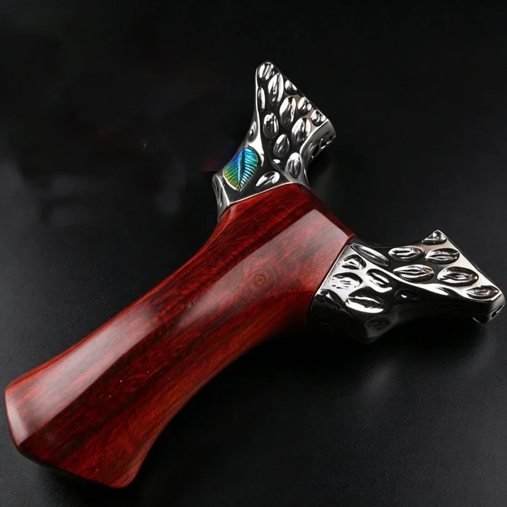 High Quality Recurved Wood Handle Dragon Tooth Slingshot TC21 Titanium Alloy Carved High-end Outdoor Practical Slingshot
