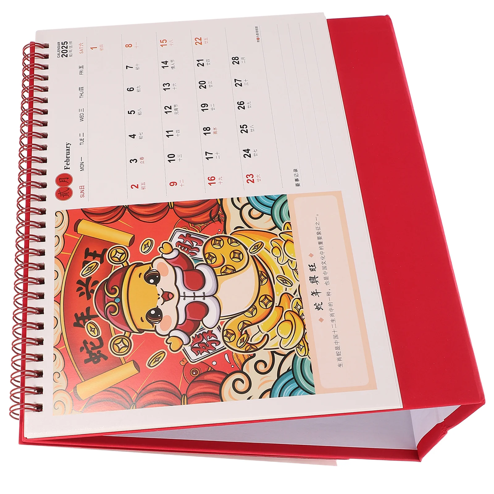 

2025 Snake Year Chinese New Year Desk 12-Month Spiral Flip Paper Calendar Bright Aesthetic Design Office Home Standing Tent