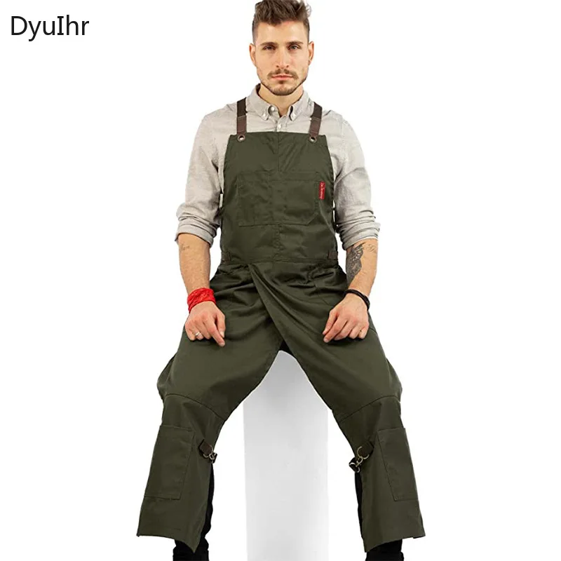 Canvas apron Split leg pants Cross adjustable shoulder strap apron Furniture work clothes 1pcs apron Gift