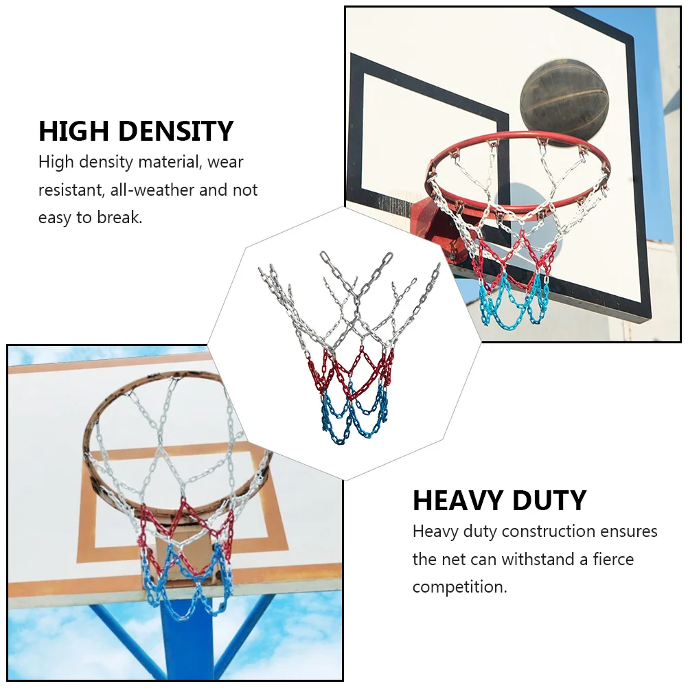 

1pc Tricolor Basketball Net Heavy Duty Wear Resistant All Weather Basketball Mesh For Outdoor Indoor Courts Durable Competition