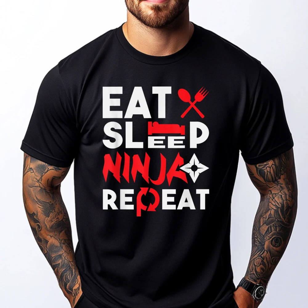

Eat Sleep Ninja Repeat Karate Taekwondo Martial Arts Mma Mens Clothing 2025 Mans New Shirts And T-Shirts Aesthetic