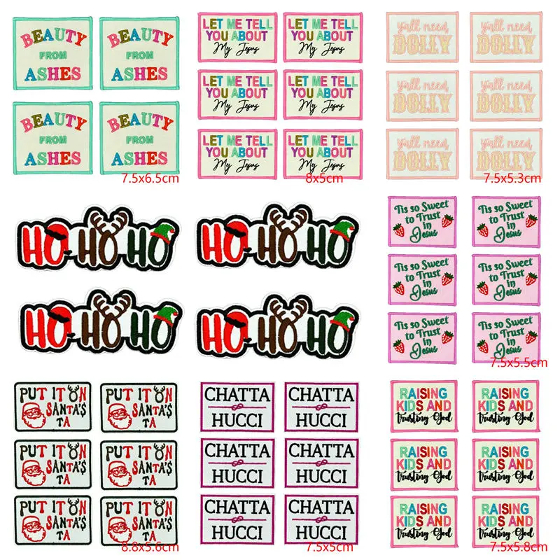 

10PCS/Lots Letter Slogan/Cartoon Embroidered Patches Iron On Patches For Clothing Backpack Hats Jackets Sewing Stickers Badges