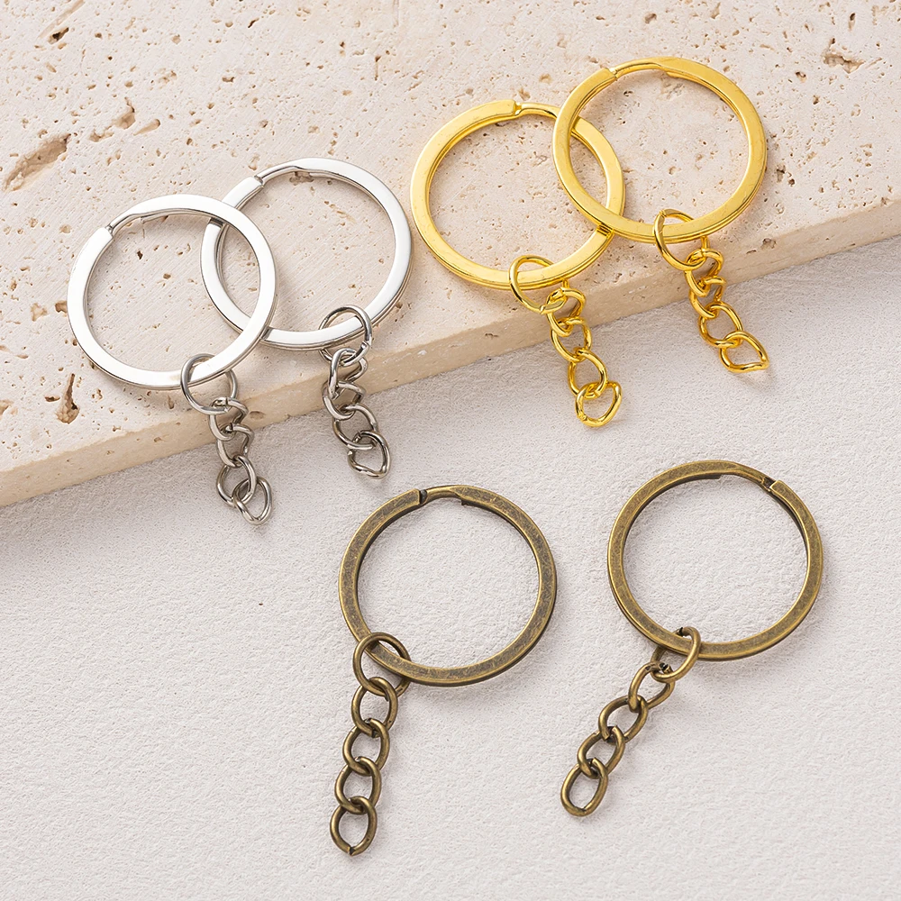 5Pcs/Lot Gold Color Key Chain Key Ring Round Split Keyrings Keychain Pendants For DIY Jewelry Making Christmas Gift Wholesale