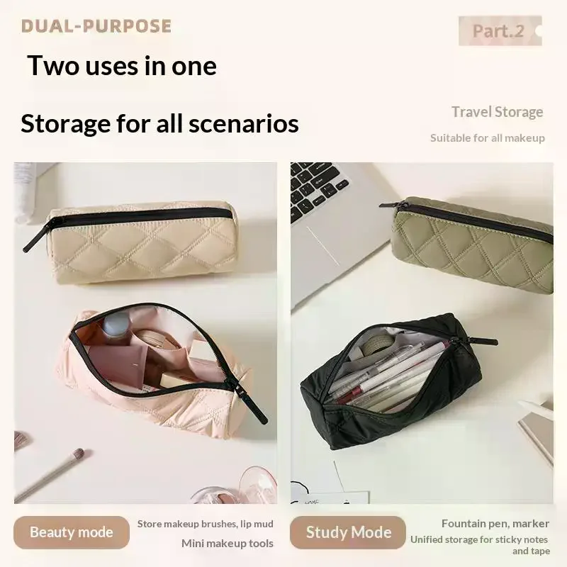 Quilted Pencil Case With Multiple Trendy Colors And Durable Smooth Zipper Perfect For Students School Study Office Daily Use