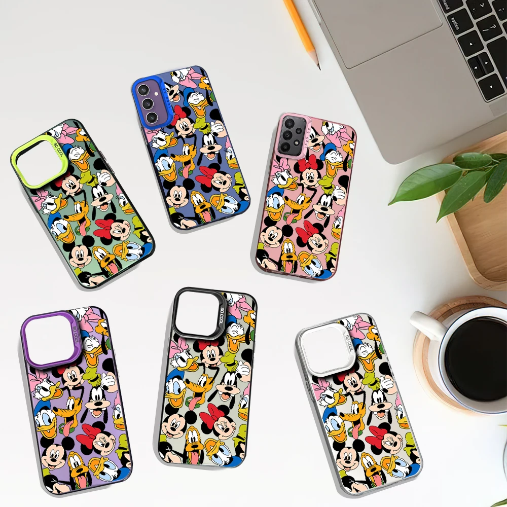 MINISO M-Mickey Mouse Friends Laser Phone Case for Samsung S24 23 22 ULTRA A25 33 32 34 S PLUS IMD Shockproof Silicone Coque