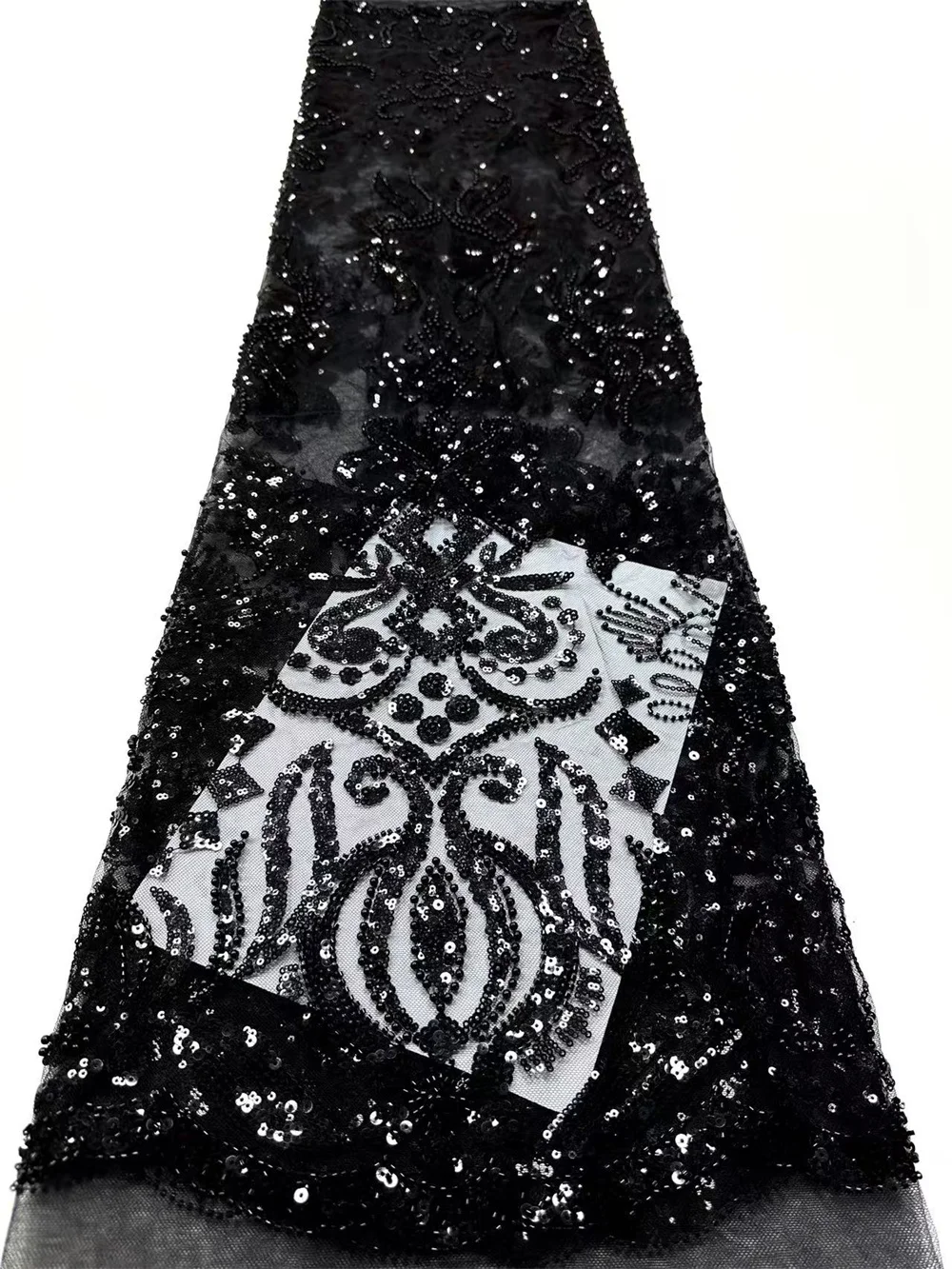 

African Lace Fabric 2025 Sequins Beaded Embroidery Groom Nigerian Bridal High Quality French Tulle Lace Fabric For Party A1263-1