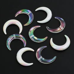 10Pcs Acrylic Loose Beads 29/39mm AB Color Transparent White Moon Beads For Jewelry Making DIY Bracelet Necklace Accessory