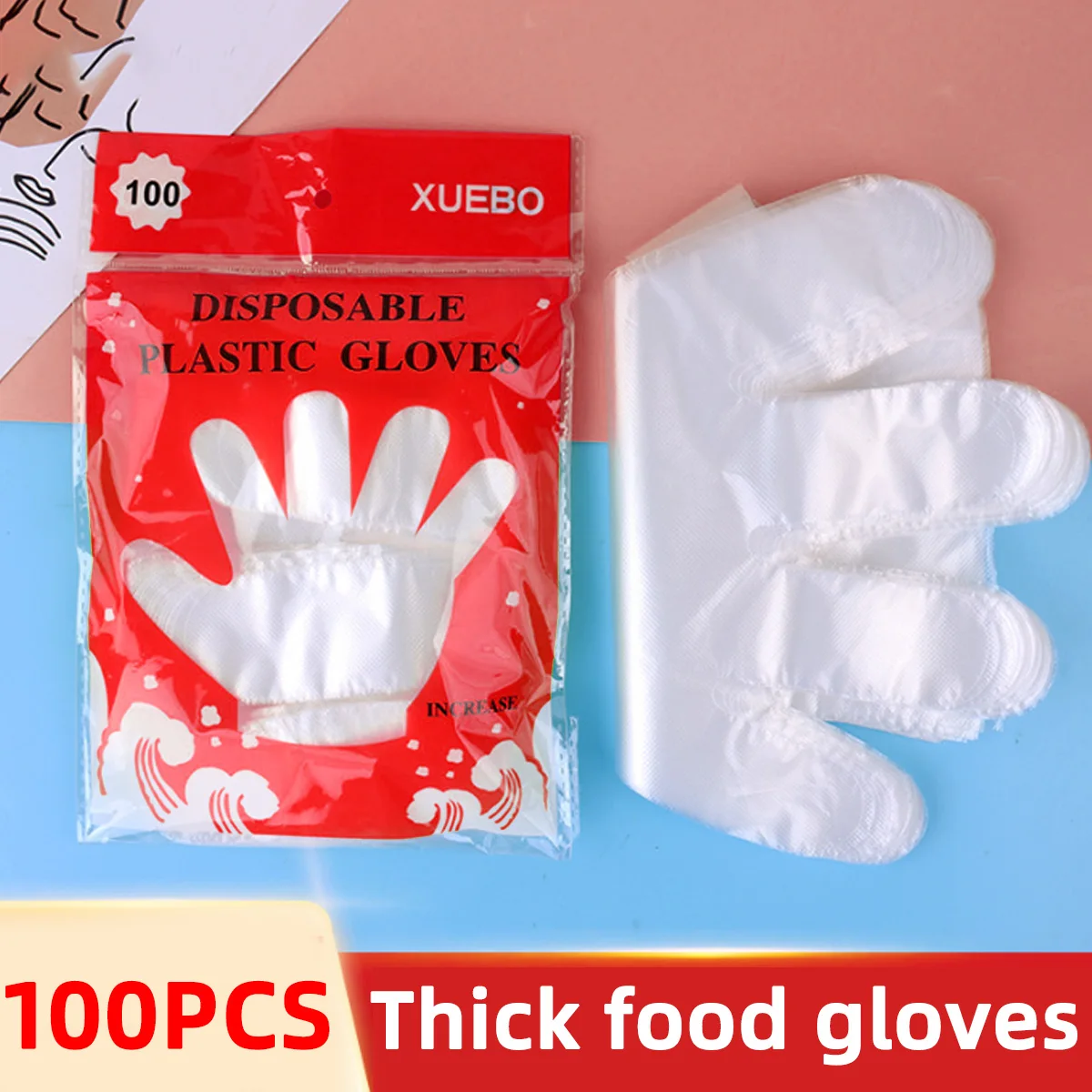 Disposable Gloves In Pop Bags For Cooking Kitchen Transparent Food Safety Plastic Gloves One Size Fits All For Home Kitchen Use