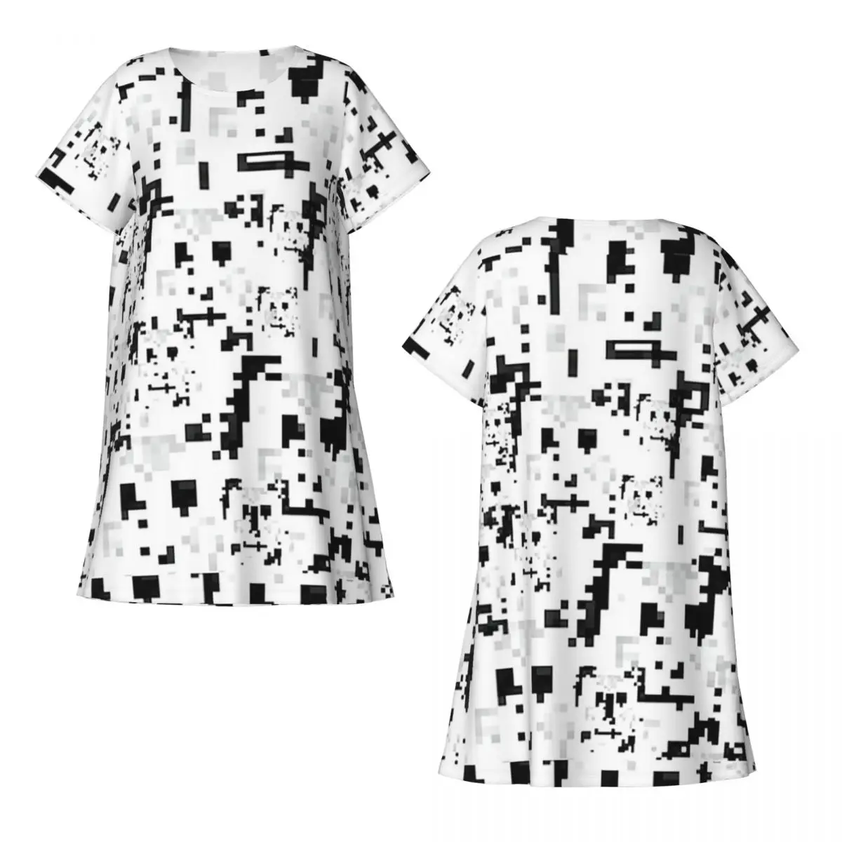 Anti Facial Recognition Short Sleeves Nightdress For Sleeping Sleepshirts Women Short Sleeve Nightgowns Loose Pajama Dress