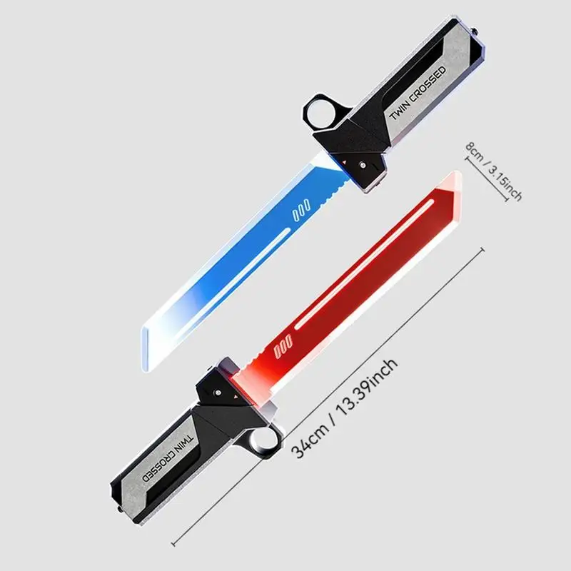 New Retractable Double-edged Lightsaber Toy with LED Light Plug-in Design Sword Stress Relief finger Toy Christmas Birthday Gift