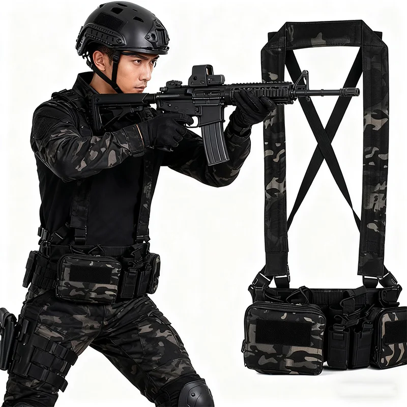 

Tactical Chest Vest Rig Bag Field Training Vest Multifunctional Camouflage Strap with Multi-Pocket Outdoor Camping CS Match Pack