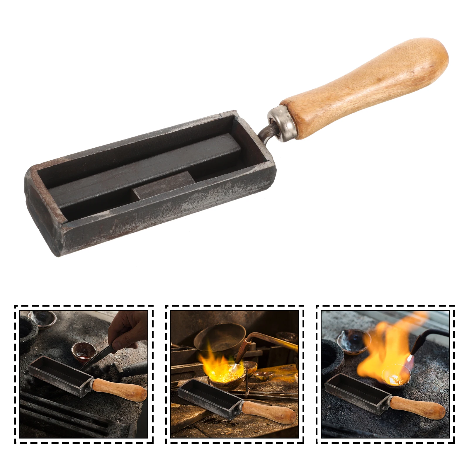 

Gold Silver Melting Mold Iron Casting Tool Durable Handle Smelting Kit Ingot Molds Refining Jewelry Making Ornament