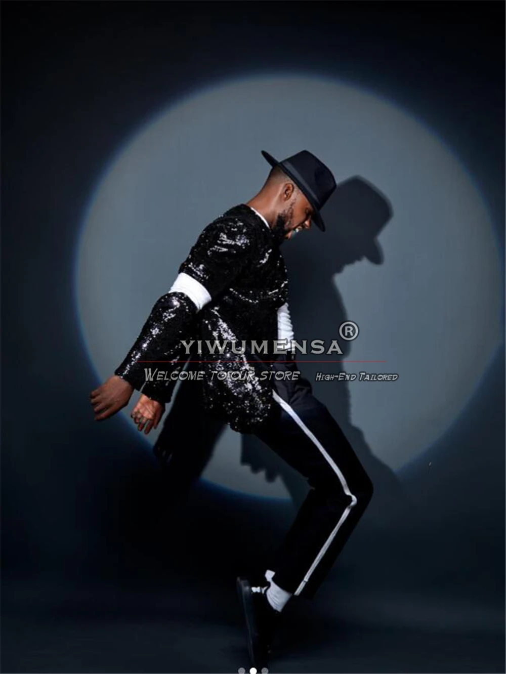 Luxury Man Dance Suits Sparkling Black Sequins Jacket Pants 2 Pieces Banquet Performance Men's Tuxedos Bespoke Male Chic Clothes