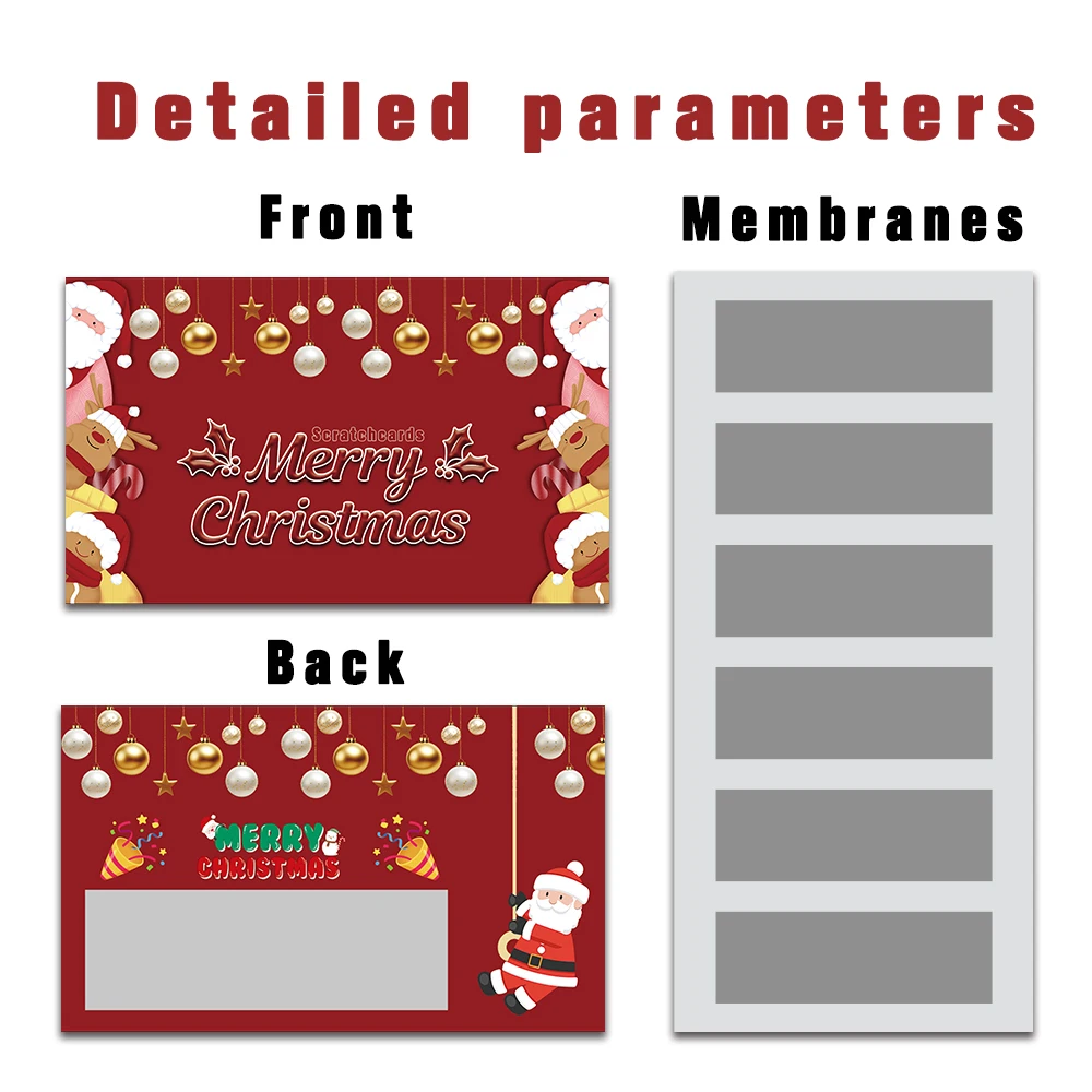 ชุดการ์ดโน้ตเปล่า 24 ชิ้น, การ์ดขูดสุขสันต์วันคริสต์มาสสีแดง, การ์ดขูดเซอร์ไพรส์วันหยุดปี 2026, ของตกแต่งงานปาร์ตี้, การ์ดของขวัญ DIY