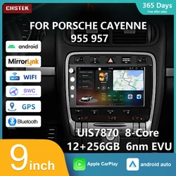 CHSTEK CarPlay 4G WiFi UIS7870 12+256G Android 13 GPS Car Radio for Porsche Cayenne 955 957 9PA 2002-2010 Multimedia Bluetooth