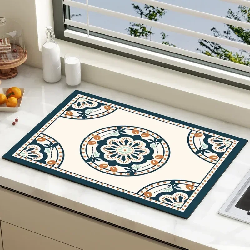 Diatomaceous Earth Drying Mat For Kitchen Coffee Maker Sink Absorbent Quick Dry Mat Heat Resistant Non Slip Anti Scald Table Pad