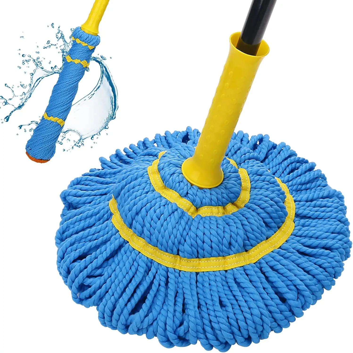 

Self-Wringing Twist Mops for Floor Cleaning, Microfiber Floor mop with57 " Long Handle, Easy Wringing Mopfor Hardwood Commercial