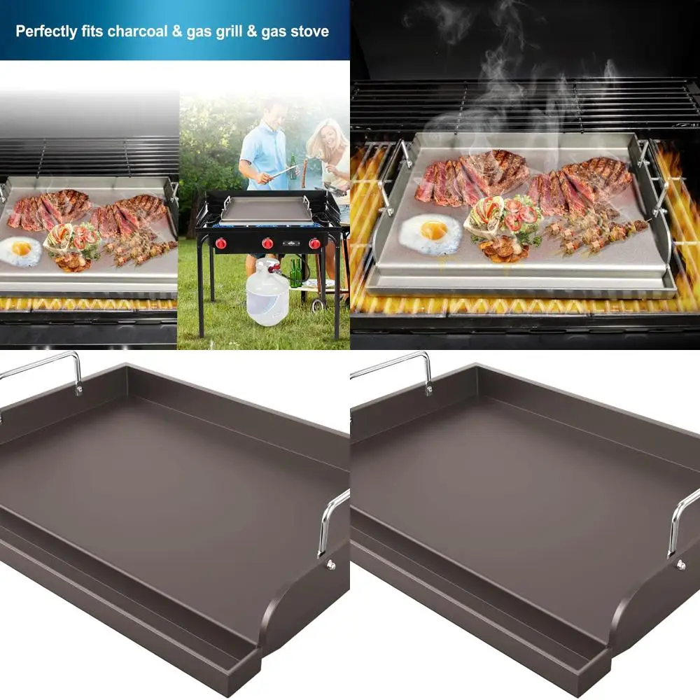 

17 x 13 Outdoor Gas Grill Metal Griddle Pan, Flat Top Skillet for Teppanyaki Cooking, Compatible with Weber, Charbroil, Camp Che