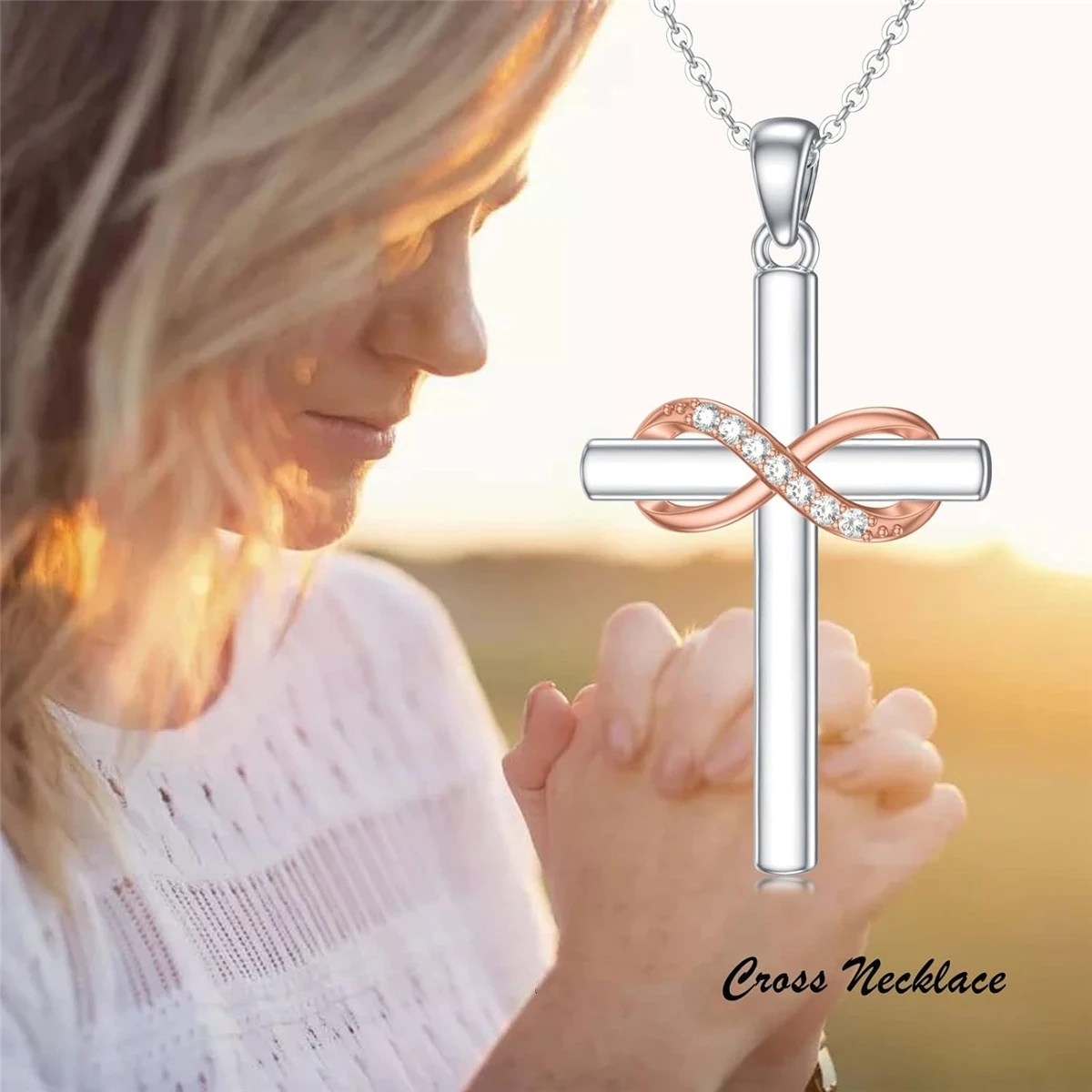 Exquisite Cross Necklace for Women Christian Eternity Infinity Pendant Classic Faith Prayer Jewelry Accessories Birthday Gift