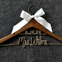 Wedding Hanger Bridal Shower Gift, Engagement Anniversary Gift,Personal Custom Wedding Anniversary Gift, Wedding Hanger withDate