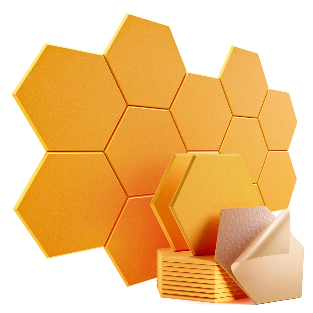 

Professional Hexagonal Soundproof Panels 12 Pack Self Stick Noise Reduction Flame Resistant Acoustic Foam Wall Decor Tiles