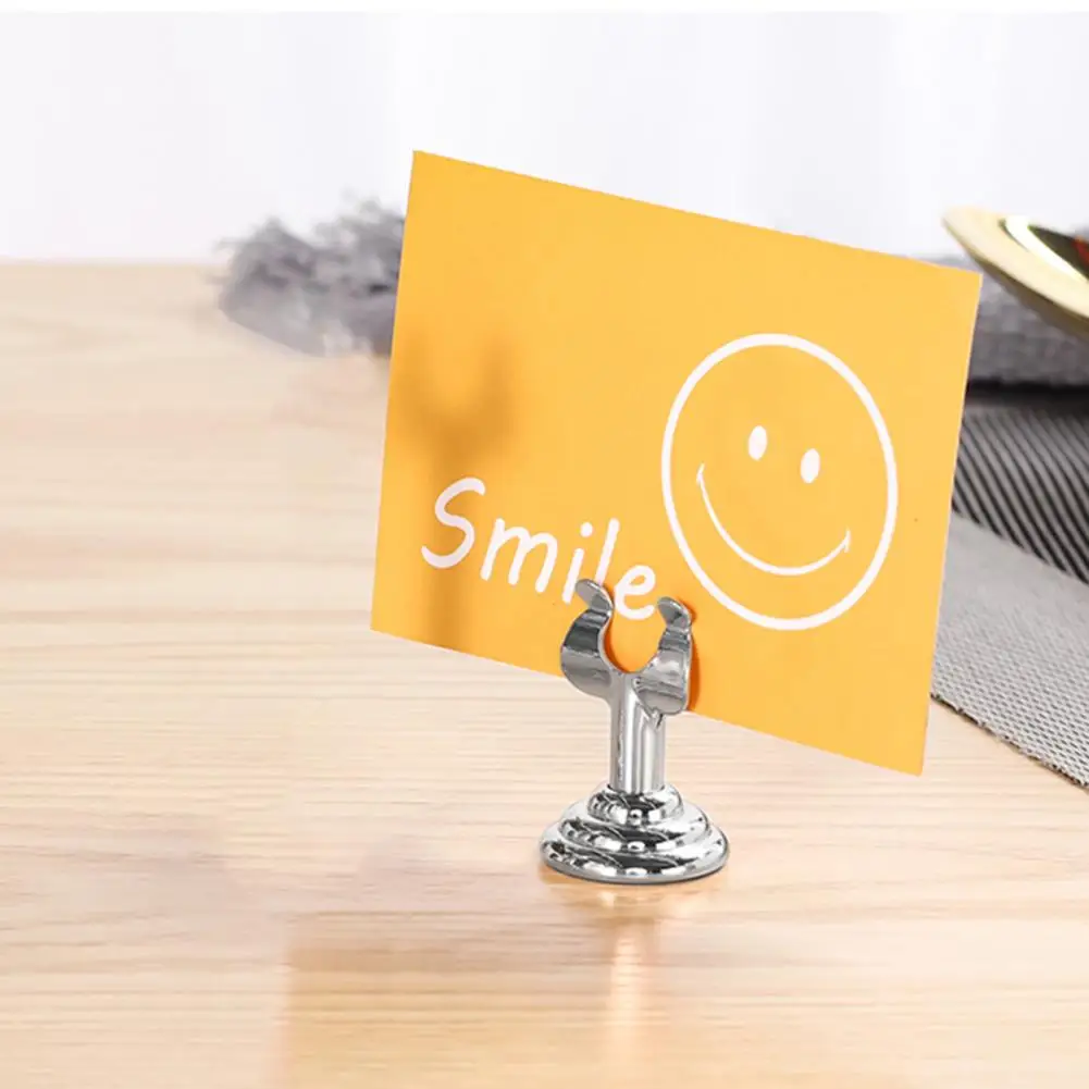 U Shape Mini Table Card Holder Decorative Stainless Steel Strong Grip Table Number Holders Table Menu Stand Desktop Accessories