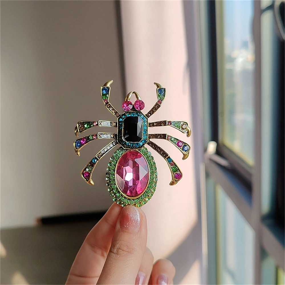 European and American rhinestone spider brooch ladies high-end suit decoration fashion personality insect brooch pin accessories