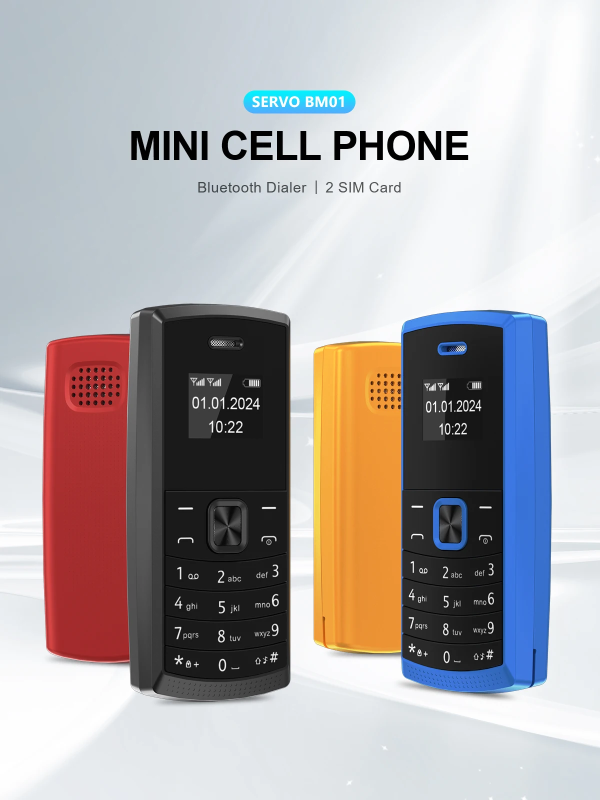 SERVO BM01 Mini Mobile Phone Magic Voice Speed Dial Bluetooth Dial-up Call Recording 2 SIM Standby 2G GSM Small Backup Cellphone