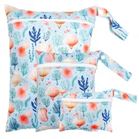 Ensemble de 3 sacs à couches lavables pour bébé, poches lisses à fermeture éclair, utilisation multi-scénario, peut être accroché, imperméable, housse de couche réutilisable, WetBag 5