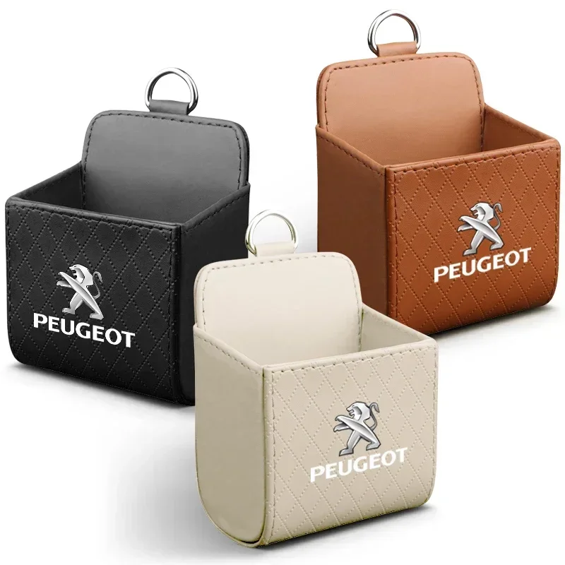 Car Hanging Air Vent Storage Box Leather Auto Dashboard Sundries for Peugeot 407 3008 308 206 508 208 207 607 Wheel Center Caps
