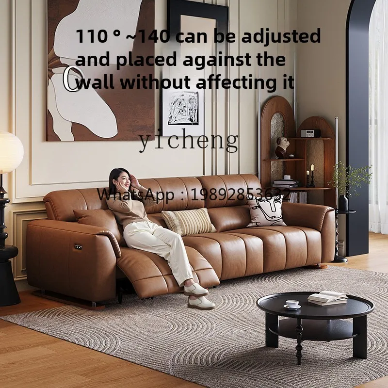 Z1 Electric Retractable Multifunctional French Retro Leather Sofa Zero Wall Oil Wax Leather Sofa