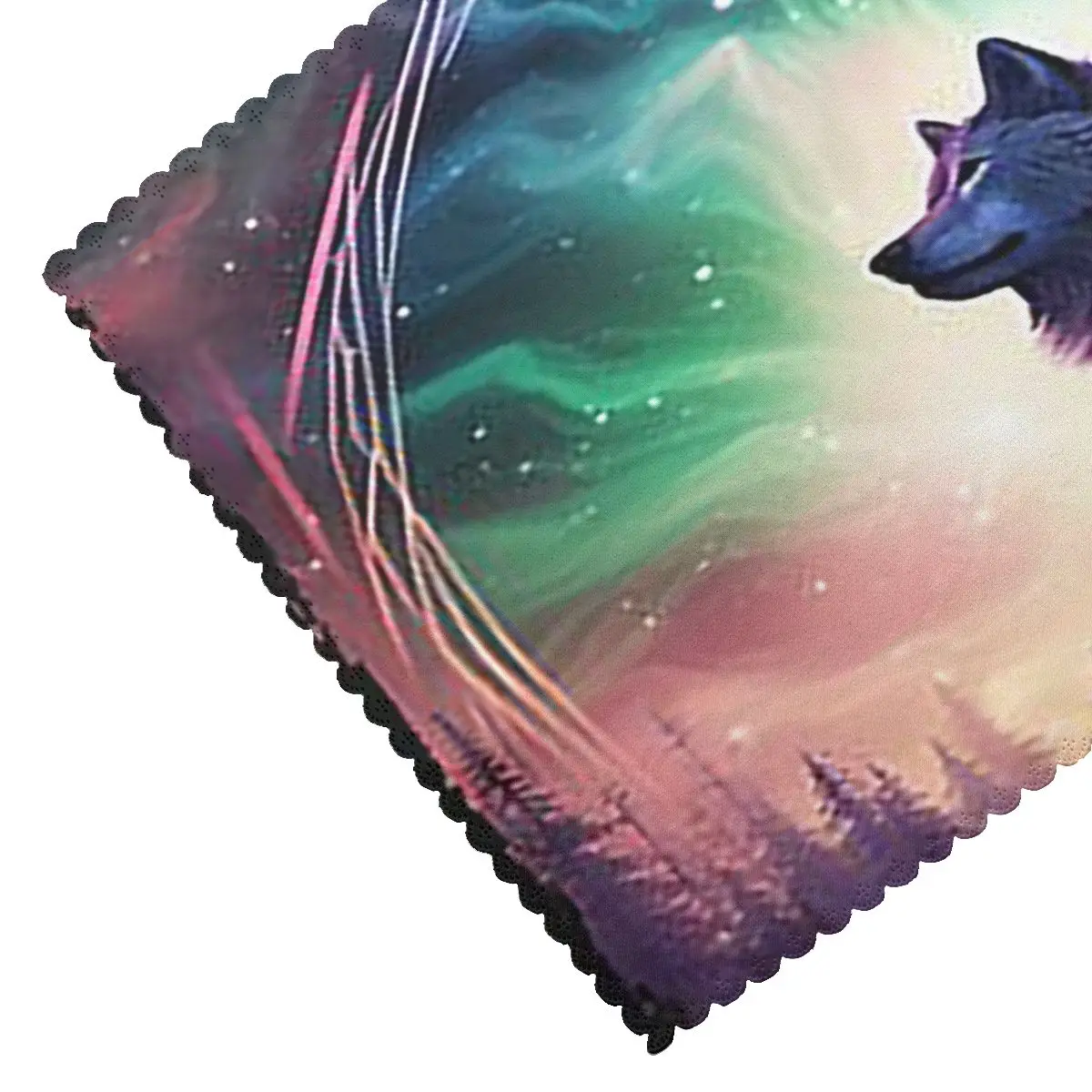 Wolf Northern Light Aurora Borealis Scenery Mountains Rivers Trees Placemat Non-Slip Plate Mat for Bowl Coaster Absorbent Mats