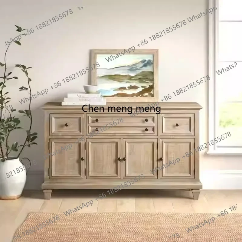 

American retro old solid wood dining side cabinet bedroom wall locker French living room entrance decorative cabinet